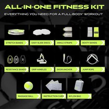Herovia Fitness Ex Kit 9'u 1 Arada Spor Salonu Çantalı - Kolları ile Germe, Ganimet ve Direnç Bantları, Kapı Çapası - Seyahat, Ofis ve Evde Egzersiz Ekipmanları Egzersiz, Yoga ve Fitness Için Ev Spor