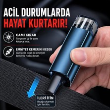 Herovia 1 Arada Araç Acil Durum Cam Kırıcı ve Emniyet Kemeri Kesici Tungsten Çelik Uçlu Kompakt Oto Güvenlik Aparatı Siyah