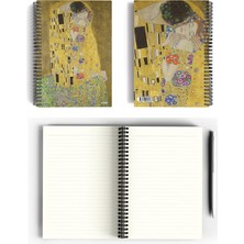 Herovia Klimt/the Kiss, 1907-08 | Spiralli Defter 28 | A5 | Çizgili | 100 Sayfa | Okul (Düz)