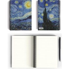 Herovia Van Gogh/the Starry NIGHT,1889 | Spiralli Defter 22 | A5 | Çizgili | 100 Sayfa | Okul (Düz)