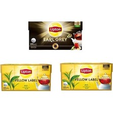 aklow akyoleticaret Lipton Yellow Label & Doğu Karadeniz & Earl Grey Demlik Süzen Poşet Bergamot Aramolı Siyah Çay 100'LÜ Paket