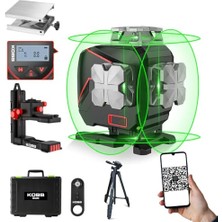 aklow akyoleticaret KBL36GTP Profesyonel Li-Ion Şarjlı 4X360⁰ LCD Ekran Otomatik Hizalamalı Yeşil Çapraz Çizgi Lazer Distomat + Uzaktan Kumanda + Tripod + Taşıma Çantası