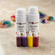 aklow akyoleticaret 750G Şeffaf Epoksi Reçine + 4'lü Pigment Seti (Men, Sarı, Kır, Mor)