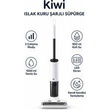 Kiwi Islak Kuru Şarjlı Dikey Süpürge LED Ekranlı Kendi Kendini Temizleyen