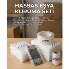 Dalpak Ambalaj Hassas Eşya Koruma ve Kargo Paketleme Seti - Kırılacak Ürün Koruyucu Pe Köpük Torba + Balonlu Naylon + Koli Bandı + Streç Film