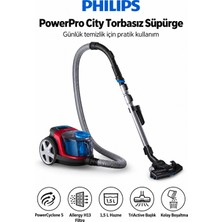 Philips Powerpro City Torbasız Elektrikli Süpürge Powercyclone 5 H13 Filtreli