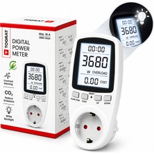 Tograt - Dijital Wattmetre - Priz Tipi - Elektrik Tüketimi Ölçer - 220V 16A 3680W - Işıklı LCD Ekran