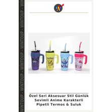 Wintoup Özel Seri Aksesuar Stil Günlük Sevimli Anime Karakterli Pipetli Termos & Suluk
