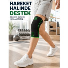 Astraltech Örme Spor Dizlik Siyah Yeşil Esnek Diz Destekleyici Günlük Kullanım
