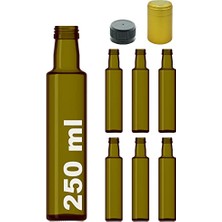 Bomii Kalın Cam Şişe Seti, 250 Ml, Yağdanlık Akıtıcılı Kapaklı, Yağlık ve Sirkelik, Kapüşonlu, 6 Adet, Yeniden Kullanılabilir (Yeşil, Dorika (Yuvarlak))