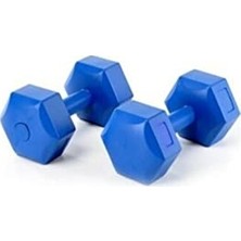 Bomii Spor 5 kg x 2 Adet Deluxe Pvc Kaplama Mavi Plastik Dambıl Ağırlık Seti