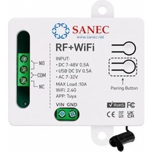 Bomii Sanec Akıllı Wifi + Rf 433MHZ Tek Kanallı 10A Röle Modülü (Tuya, Alexa, Google Asistan Destekli)