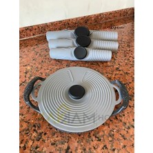 Bomii Silikon Tencere Kapağı, Tava Kapağı, Isı Koruyucu, Vakumlu Kapak, Muhafaza Kapağı (Gri, 23CM)