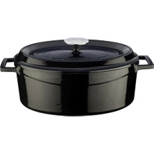Bomii Signature Emailierten Dökme Demir Oval Dutch Oven – 4 – 1/4 Quart, Obsidian Siyah, Dökme Demir, Siyah, 5 Quart