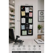 Bomii Mıknatıslı Pano - Magnet Panosu - Siyah Ofis/çalışma Odası Için Mıknatıs Hediyeli Metal Magnet Hatıra Panosu 70X30CM
