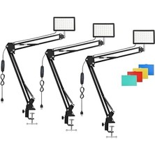 Bomii 8 Inç 19CM 13 Watt 120 LED Fotograf ve Video Işığı Vlog Ürün Youtube Canlı Yayın Tiktok Makyaj Ürün Çekimi Vb (Üçlü Masa Uzatma Kıskaç Kollu)