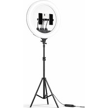 Bomii 22 Inç Profesyonel Ring Light – 3 Telefon Tutuculu, 3 Işık Modlu, Kademesiz Parlaklık Ayarlı, Çift USB Çıkışlı, 5m Uzaktan Kumandalı, Metal Tripodlu LED Stüdyo Aydınlatma Sistemi