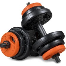 Trendexa Ecgspor 21 kg (2X10,5KG) Multifonksiyonel Grip Plate Dambıl Seti Turuncu -Siyah