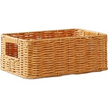 Trendexa Çocuk Odası Yıkanabilir Bej Pp Rattan Sepet 30 x 20 x 11 cm