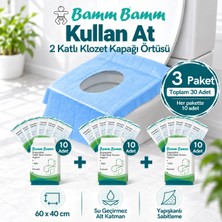 Bamm Bamm Kullan At 2 Katlı Klozet Kapağı Örtüsü | 3X10 Adet  | Tüm Klozetlerle Uyumlu | Xxl