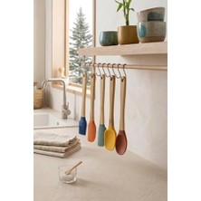 Mey İthalat 5'li Silikon ve Bambu Saplı Mutfak Gereçleri Seti-Spatula,fırça Servis Maşa Seti,çok Renkli