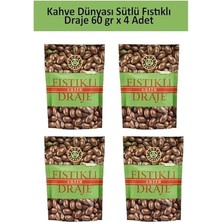 Mey İthalat Kahve Dünyası Sütlü Fıstıklı Draje, Çikolata Kaplı Fıstık, 60 gr 4'lü Paket