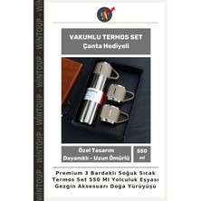 Wintoup Premium 3 Bardaklı Soğuk Sıcak Termos Set 550 ml Yolculuk Eşyası Gezgin Aksesuarı Doğa Yürüyüşü
