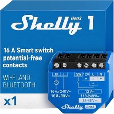 Shelly 1 Gen3 | Wlan Akıllı Şalter Rölesi, Kuru Kontaklı, Işık Şalteri, Ev Otomasyonu, Alexa ve Google Home Ile Uyumlu, Ios Android Uygulaması | Hub Gerektirmez