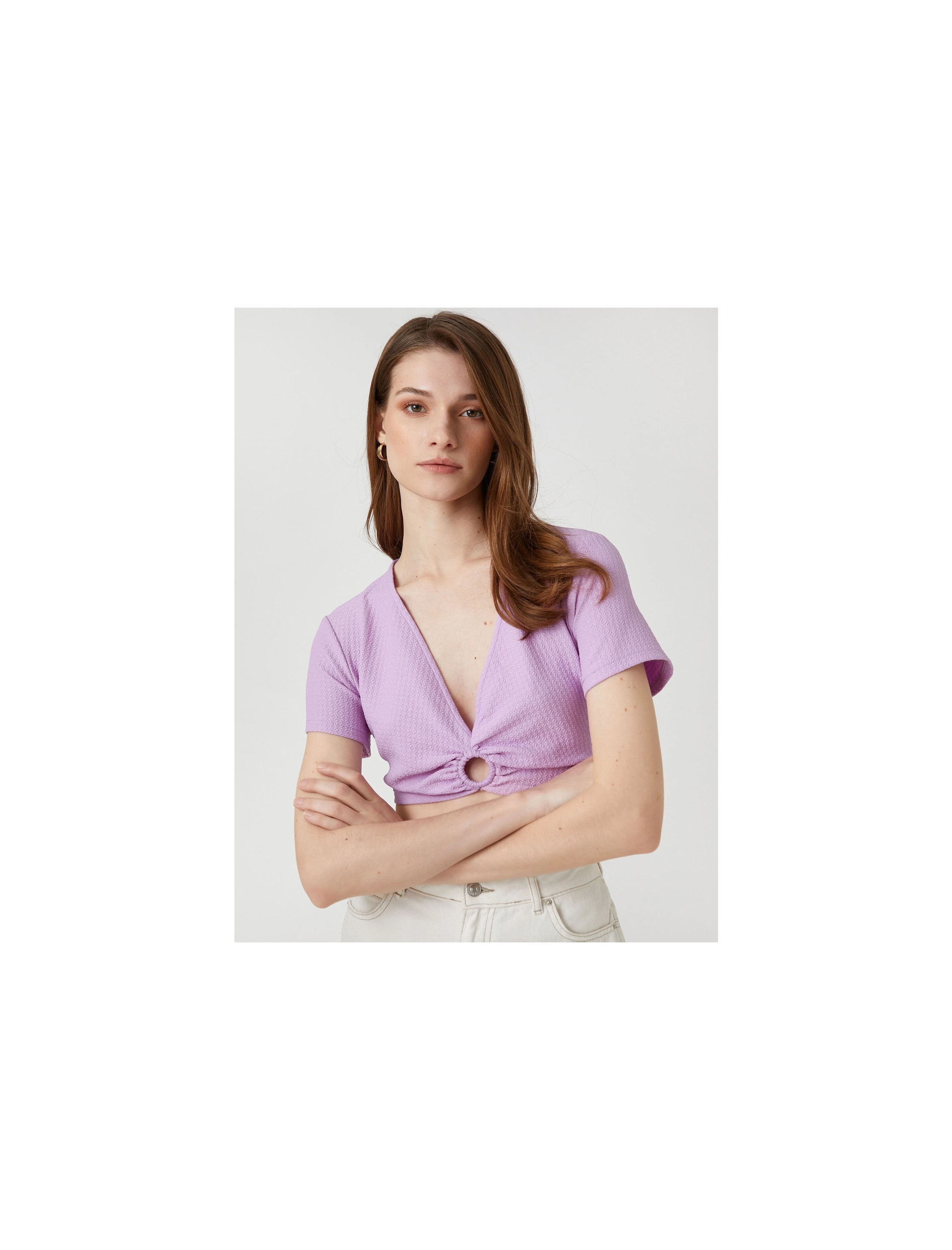 Koton Crop Bluz Halka Detaylı