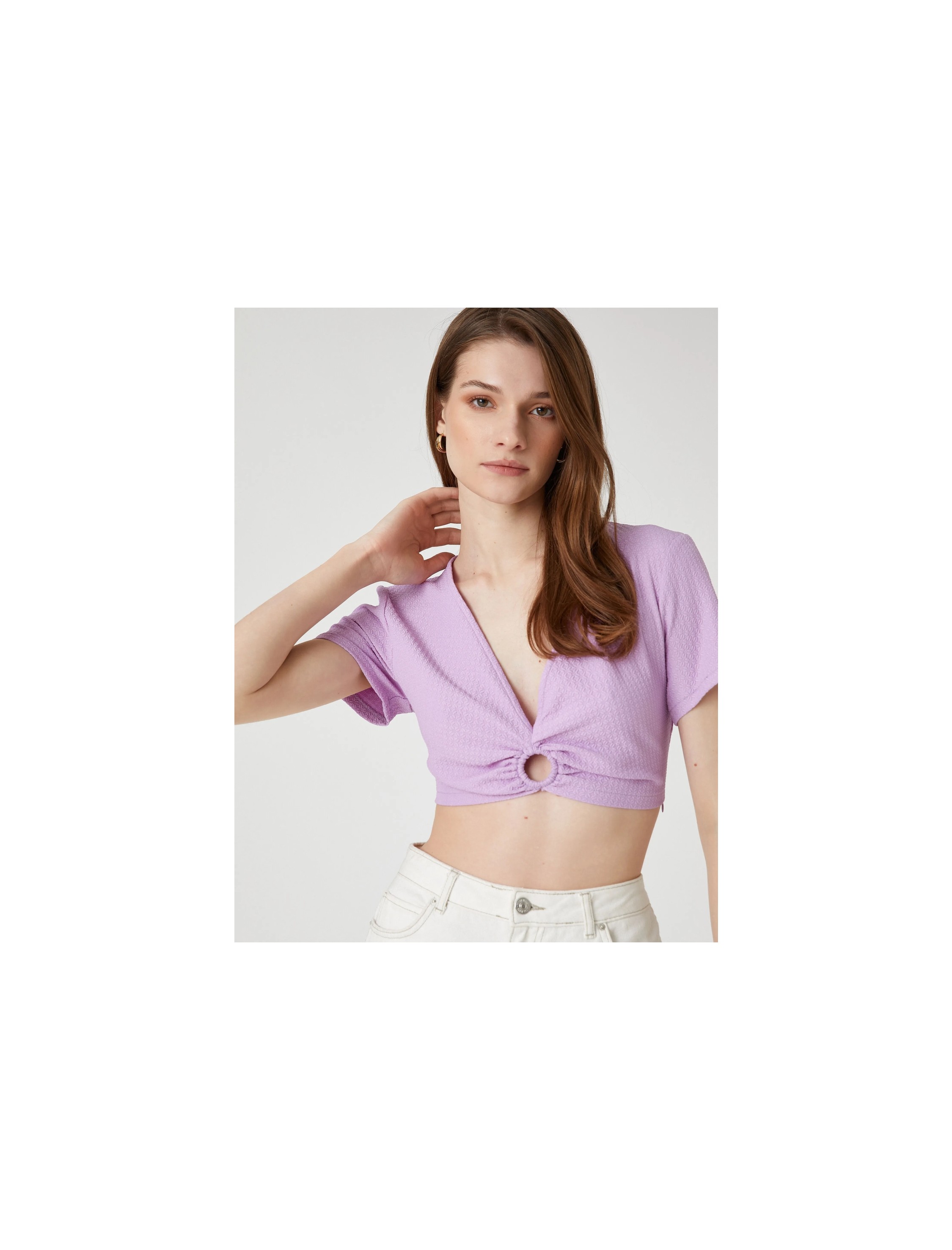 Koton Crop Bluz Halka Detaylı görsel 2