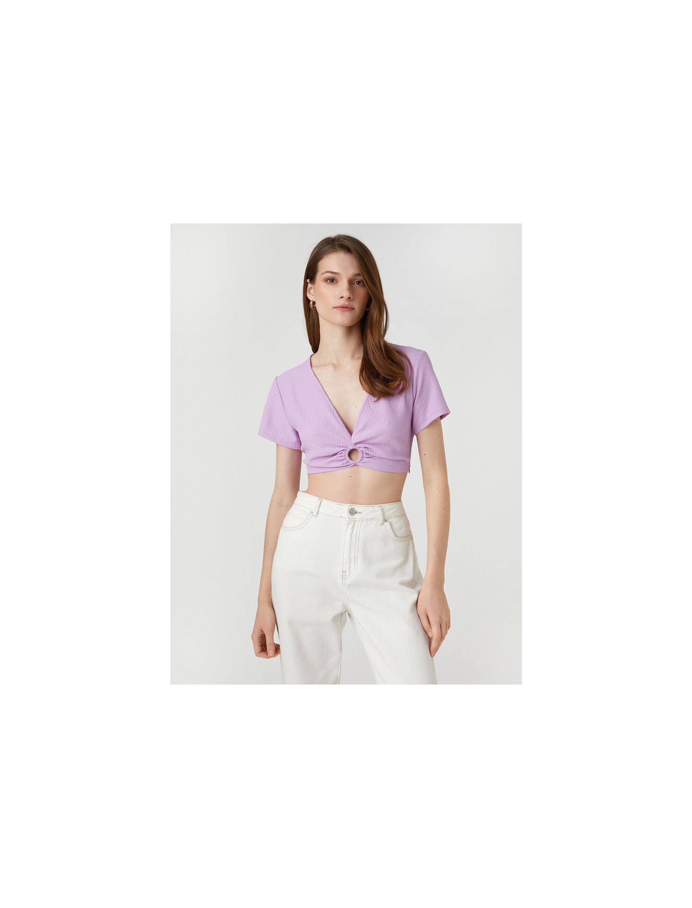 Koton Crop Bluz Halka Detaylı görsel 3
