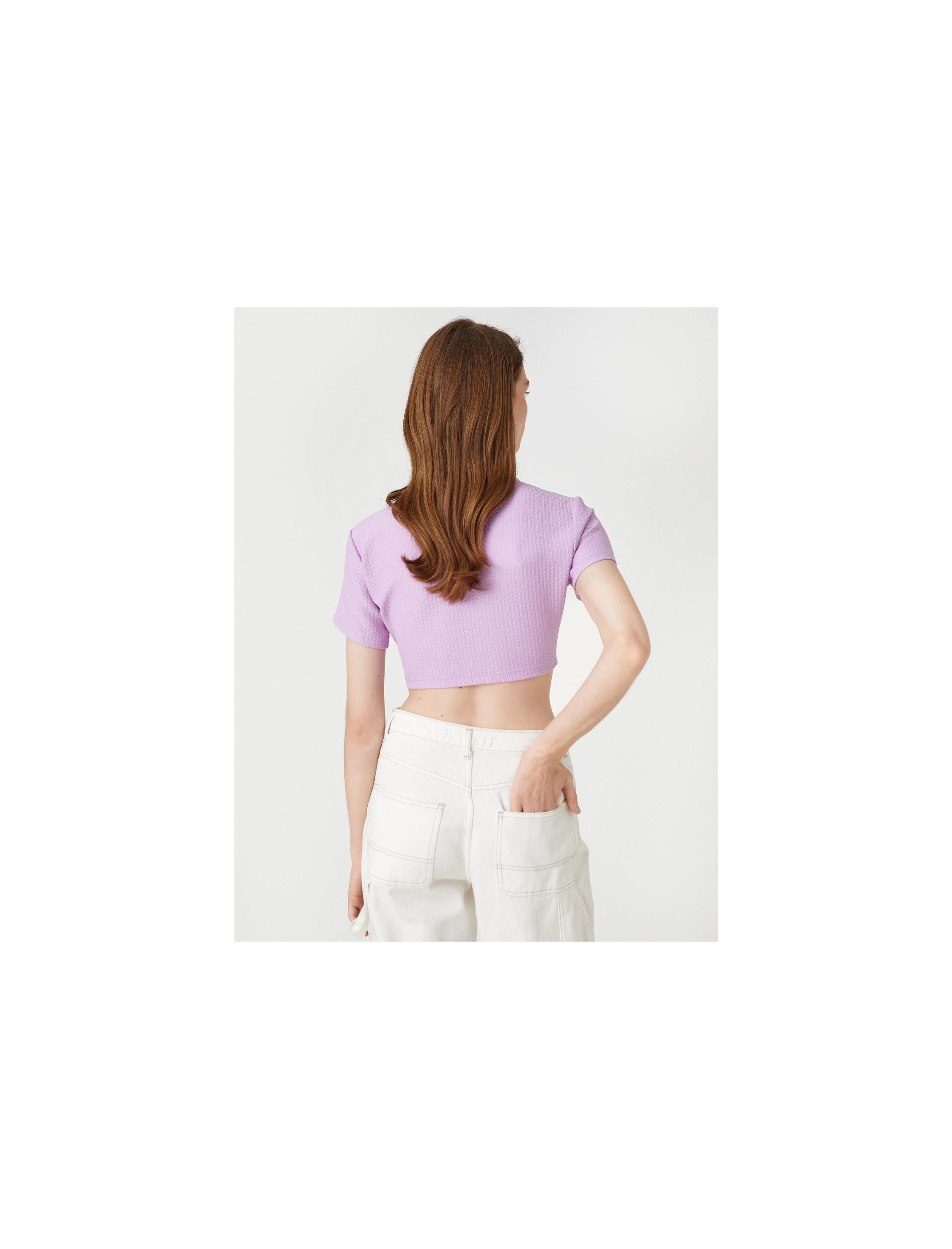 Koton Crop Bluz Halka Detaylı görsel 4