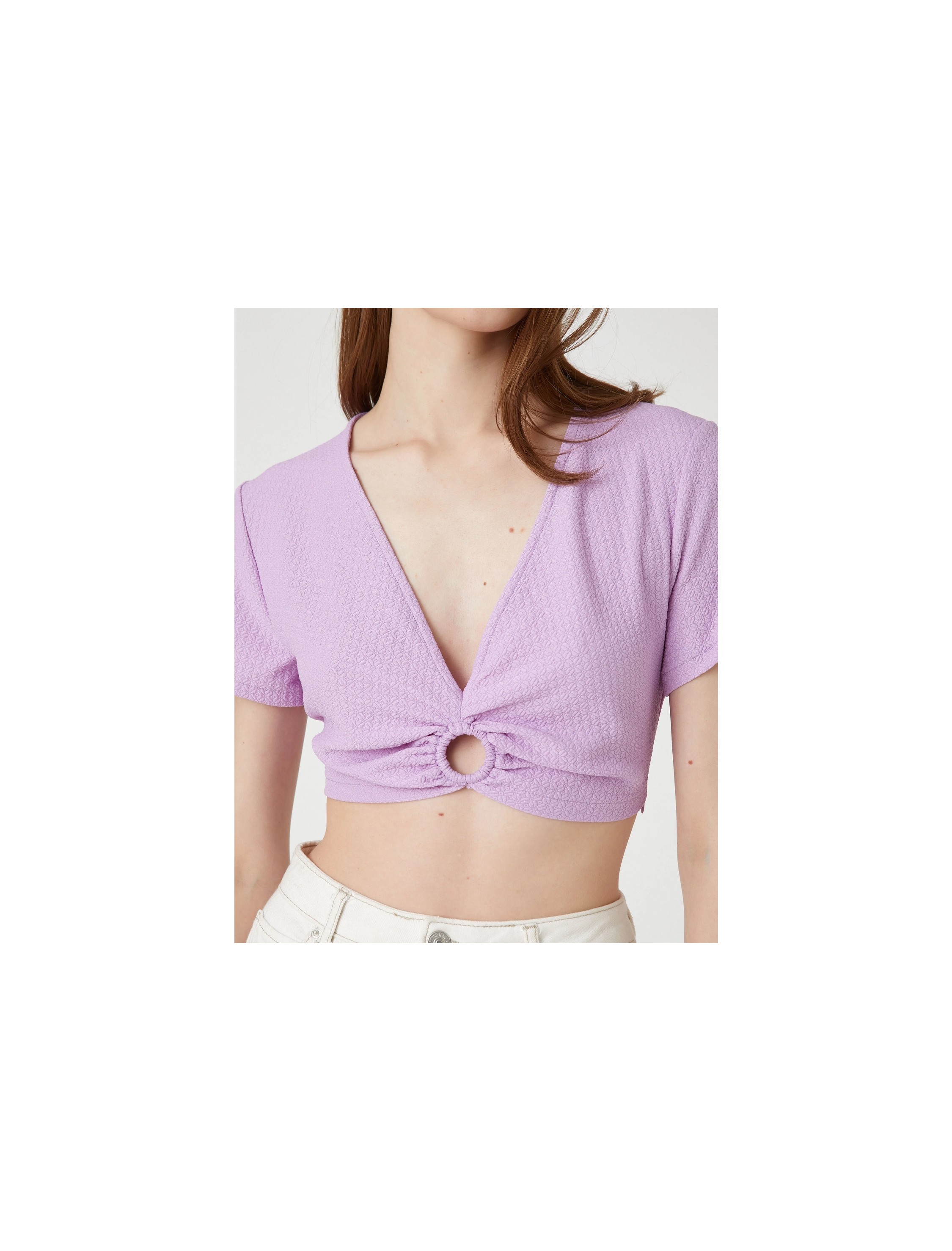 Koton Crop Bluz Halka Detaylı görsel 5