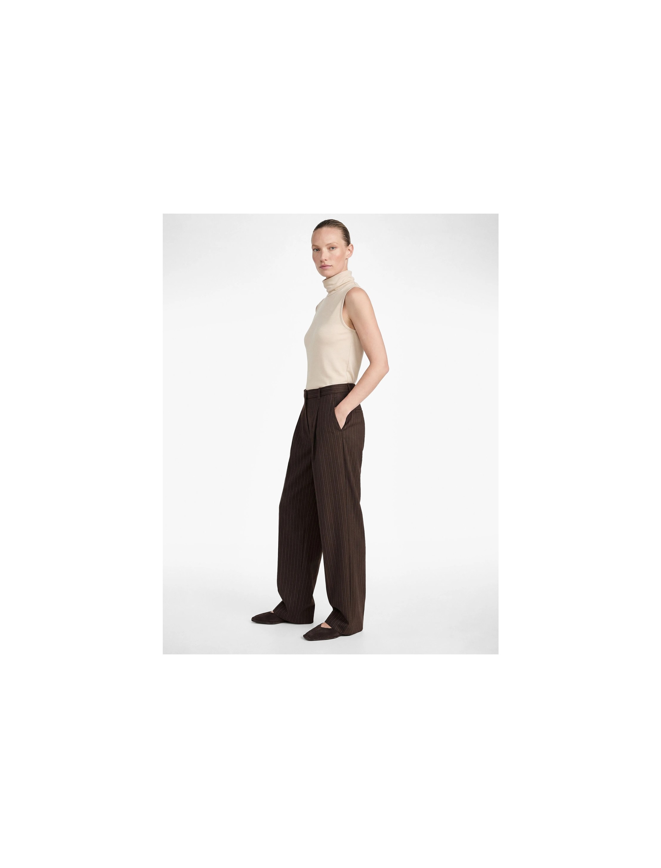 Koton Slim Fit Kolsuz Dik Yaka Viskon Bluz görsel 4