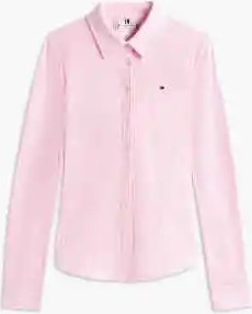 Tommy Hilfiger Kadın Pembe Tommy Hilfiger 1985 Slım Pıque Btn, 0d7 Pembe Kadın Gömlek görsel 2
