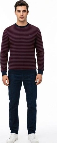 Lacoste Bisiklet Yaka Çizgili Regular Fit Bordo -Laciverti