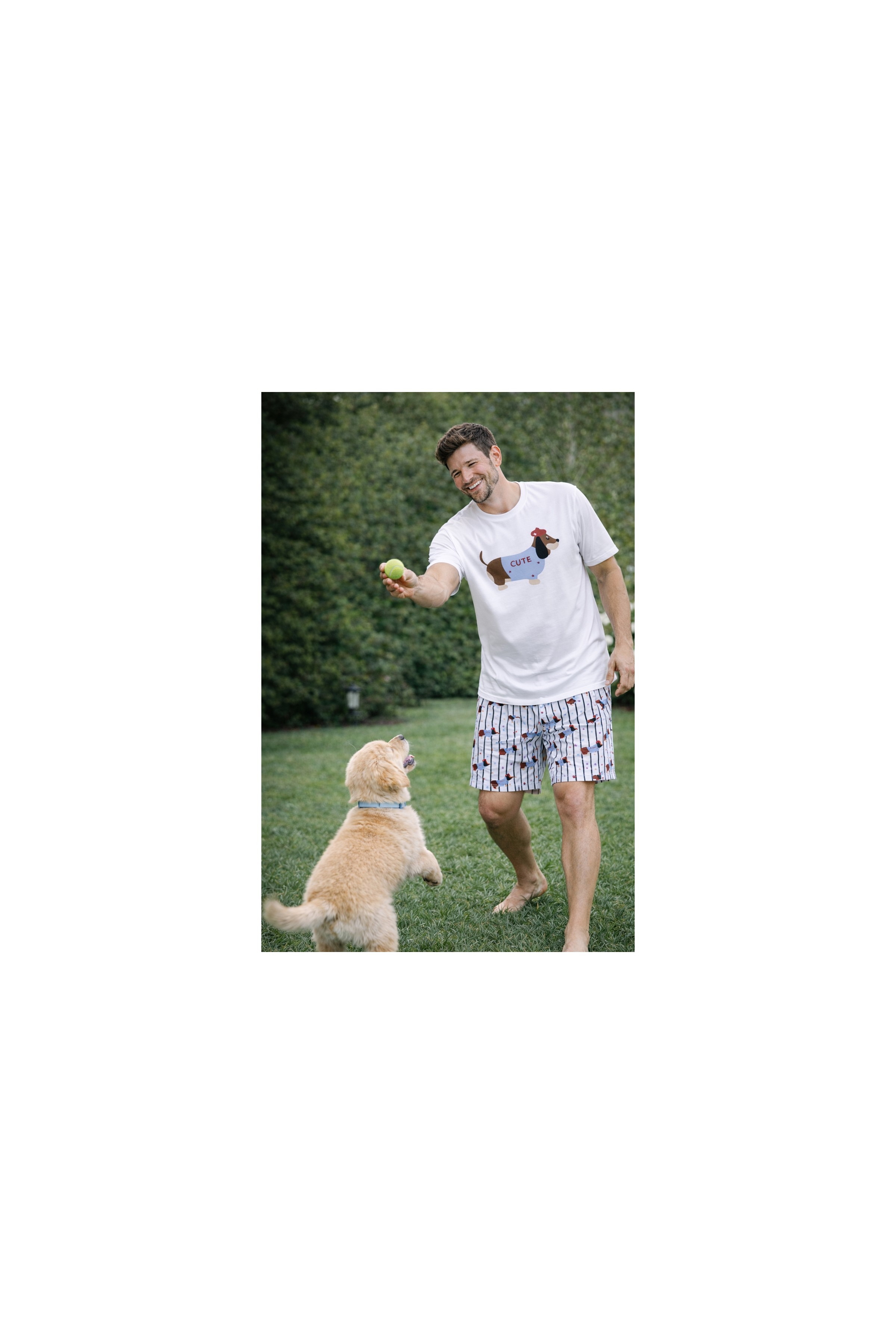 Koza İç Giyim Erkek Pamuklu Köpek Baskılı Cepli Şort Pijama Takımı