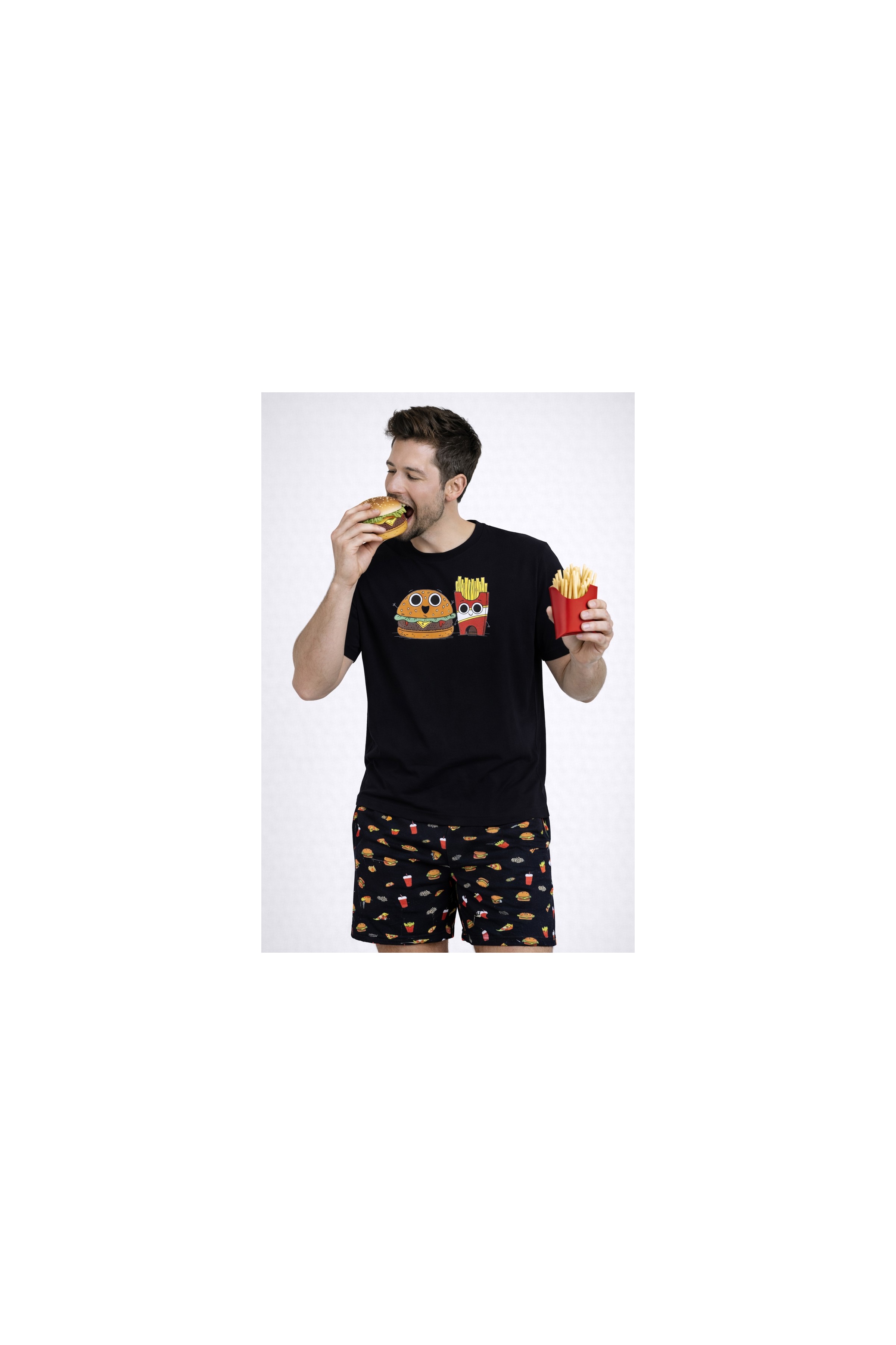 Koza İç Giyim Erkek Pamuklu Baskılı Cepli Şortlu Pijama Takımı