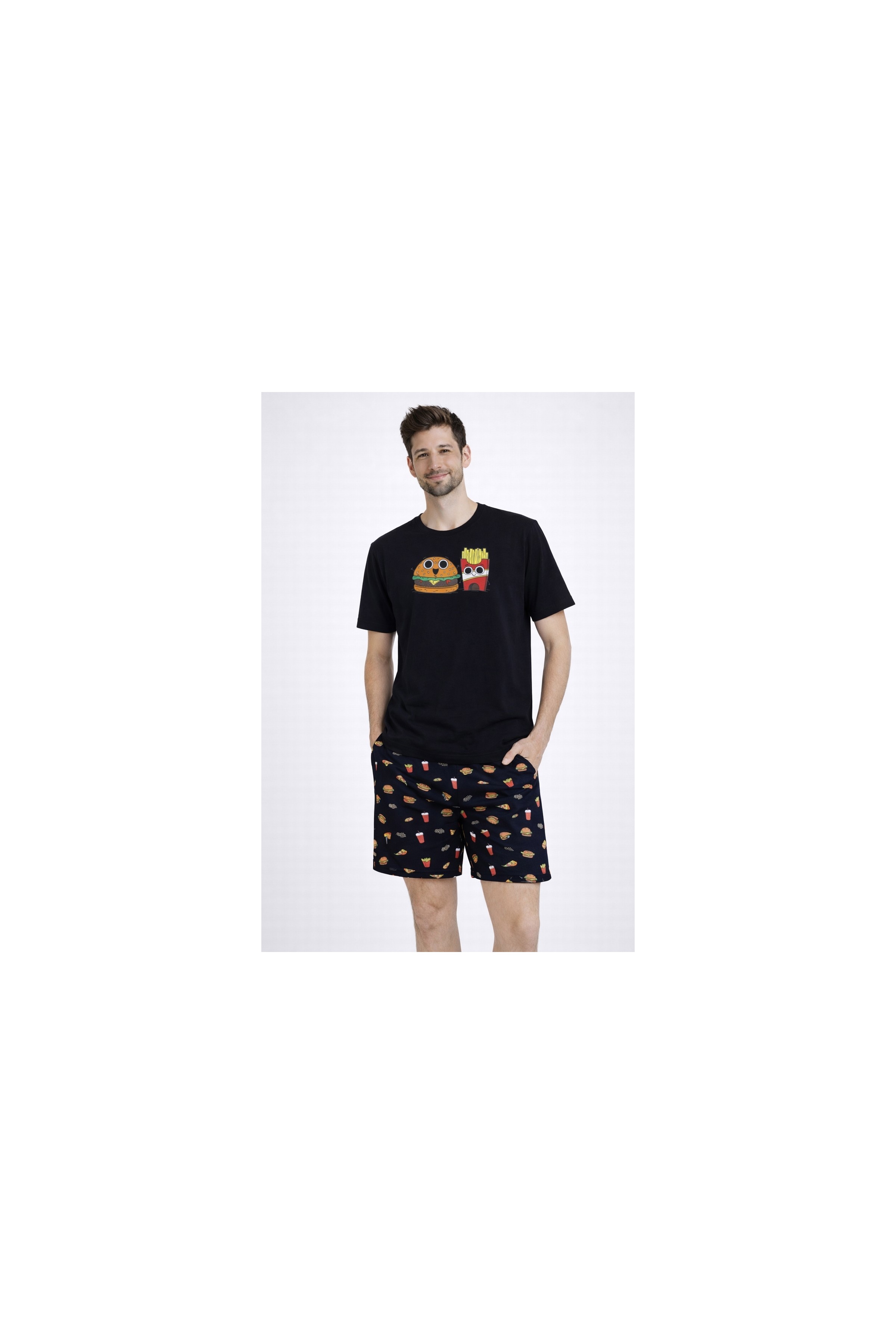 Koza İç Giyim Erkek Pamuklu Baskılı Cepli Şortlu Pijama Takımı görsel 2
