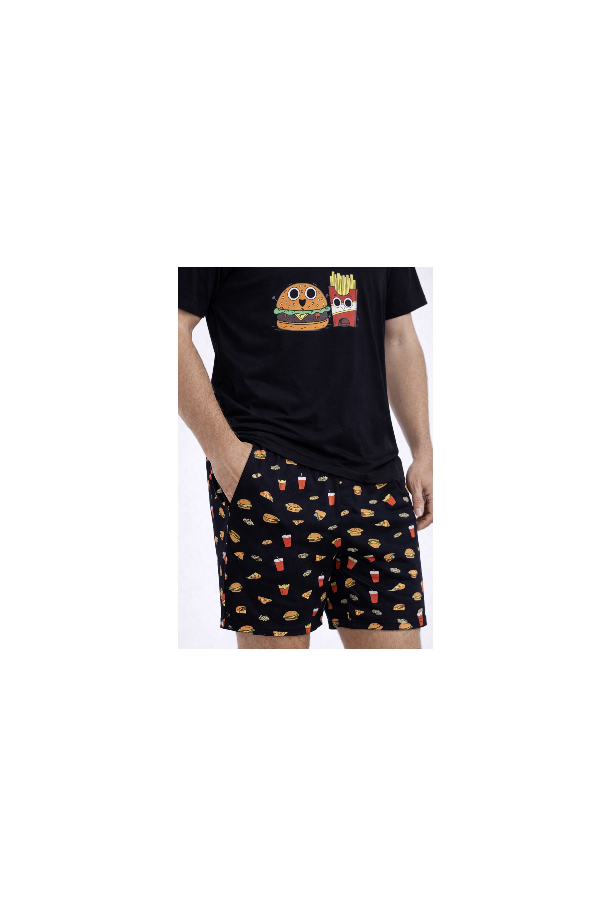 Koza İç Giyim Erkek Pamuklu Baskılı Cepli Şortlu Pijama Takımı görsel 4