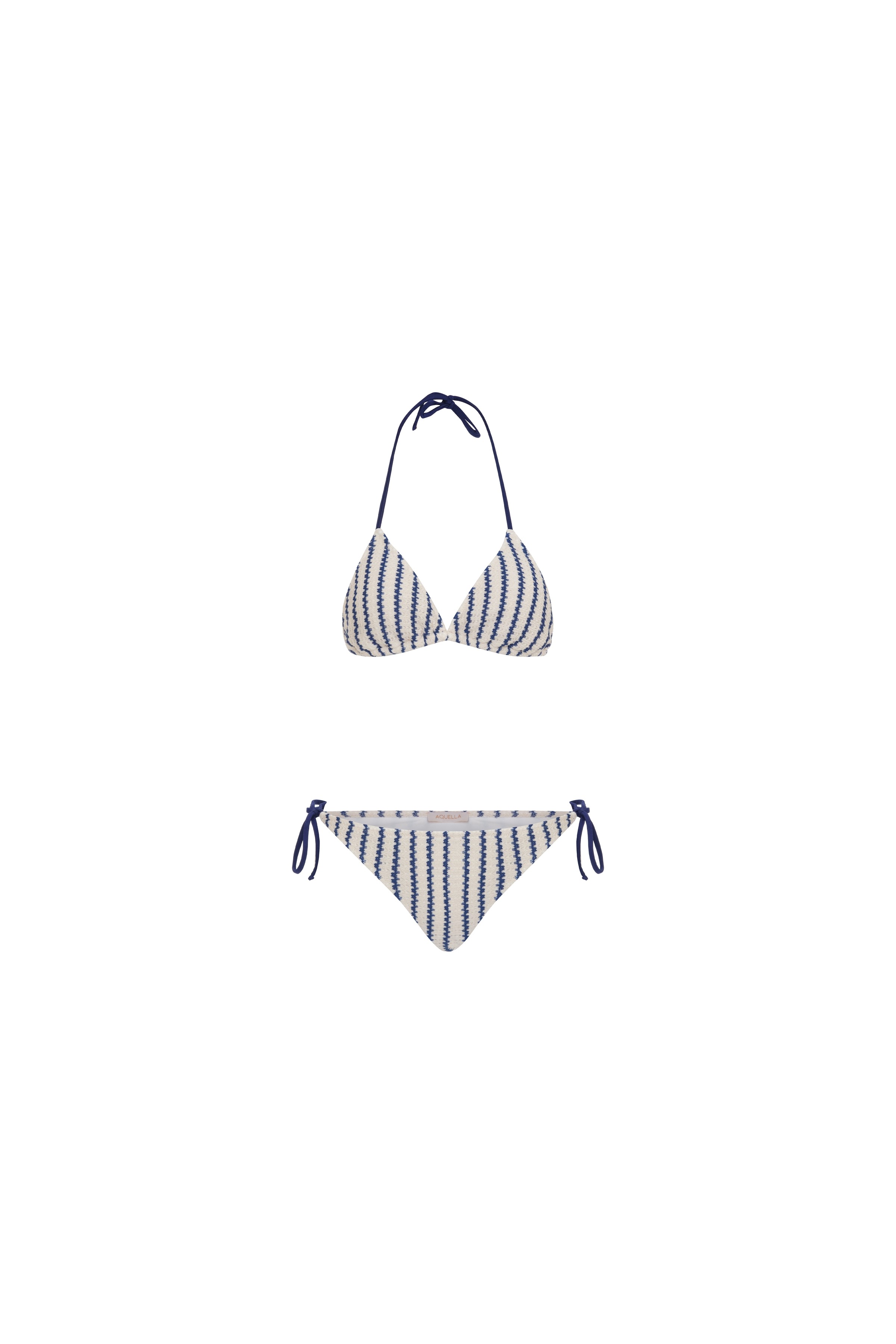Aquella Triko Lacivert Ekru Çizgili Üçgen Bikini