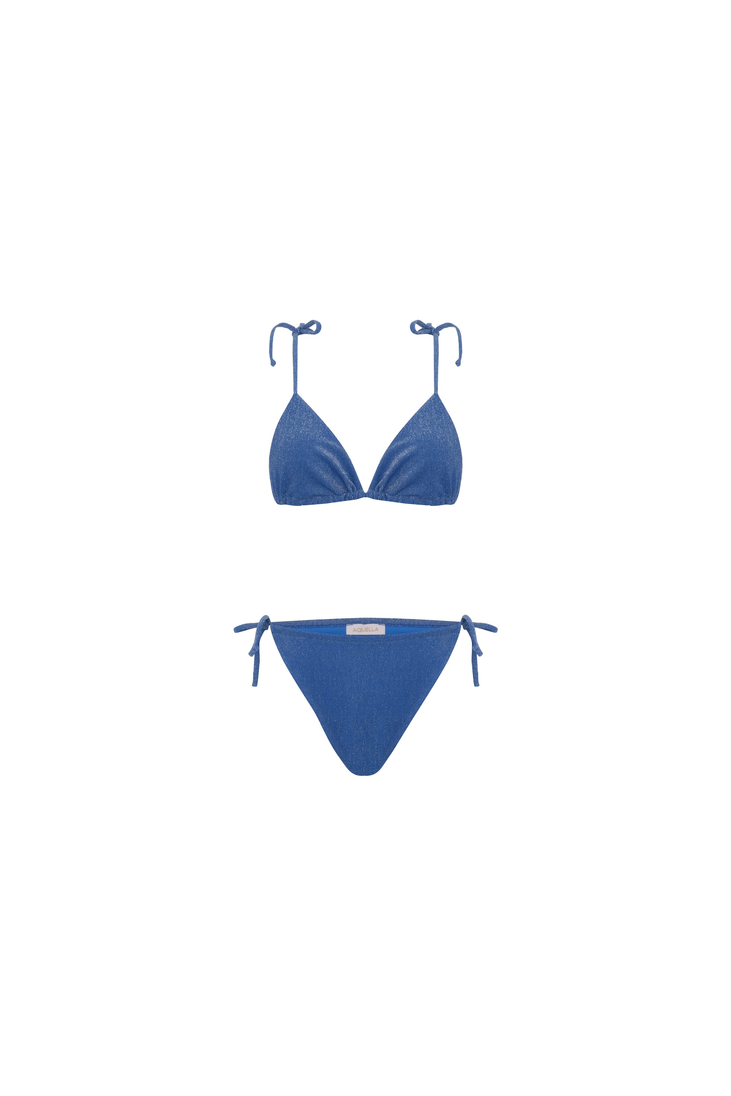 Aquella Lurex Saks Mavi Üçgen Bikini Takım