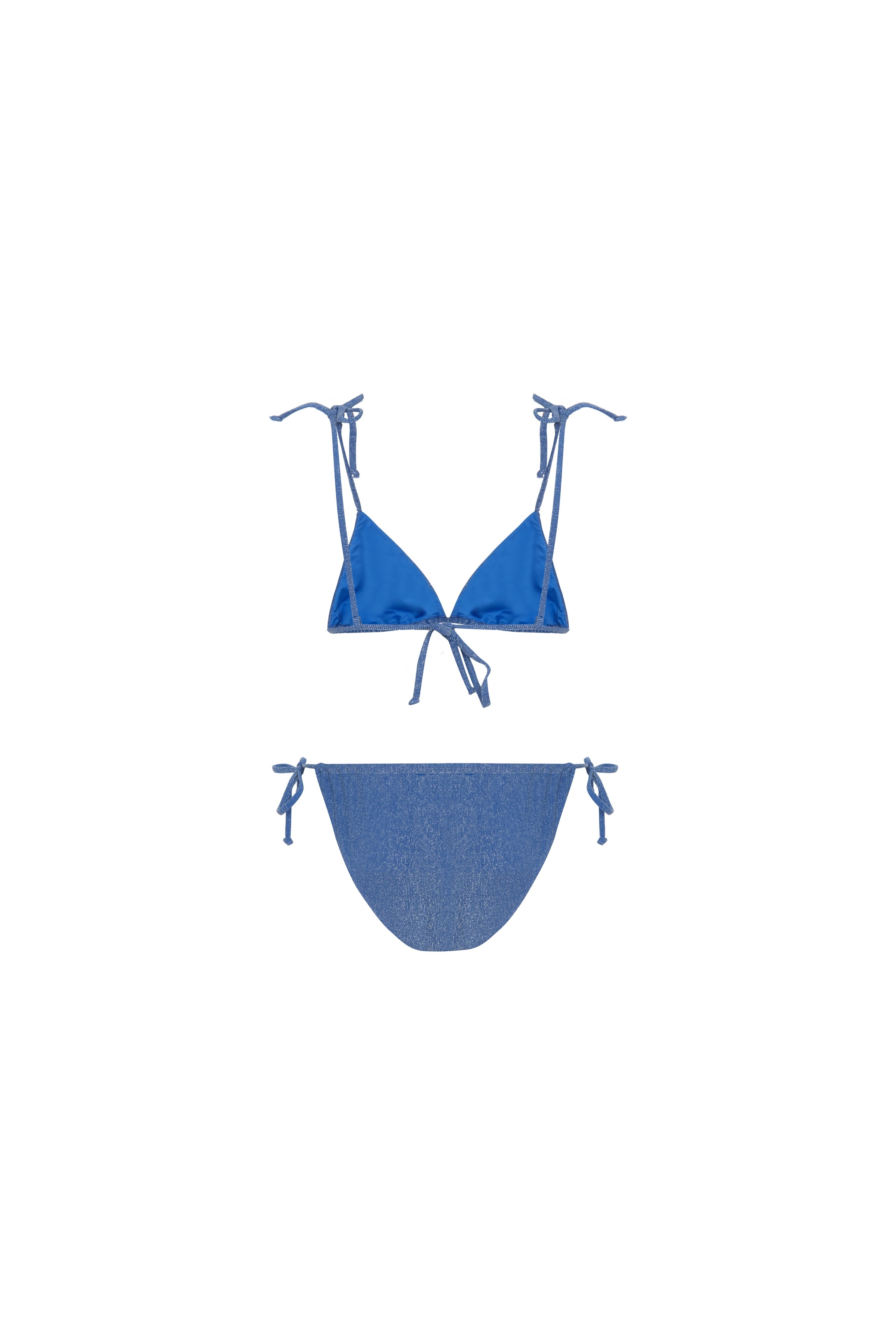 Aquella Lurex Saks Mavi Üçgen Bikini Takım görsel 2
