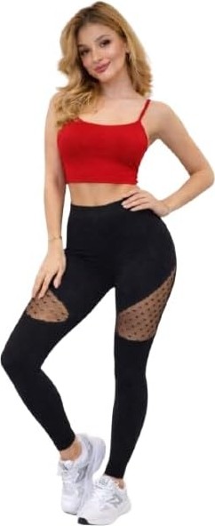 Kadın Toparlayıcı Fitness Transparan Detaylı Dantelli Spor Tayt