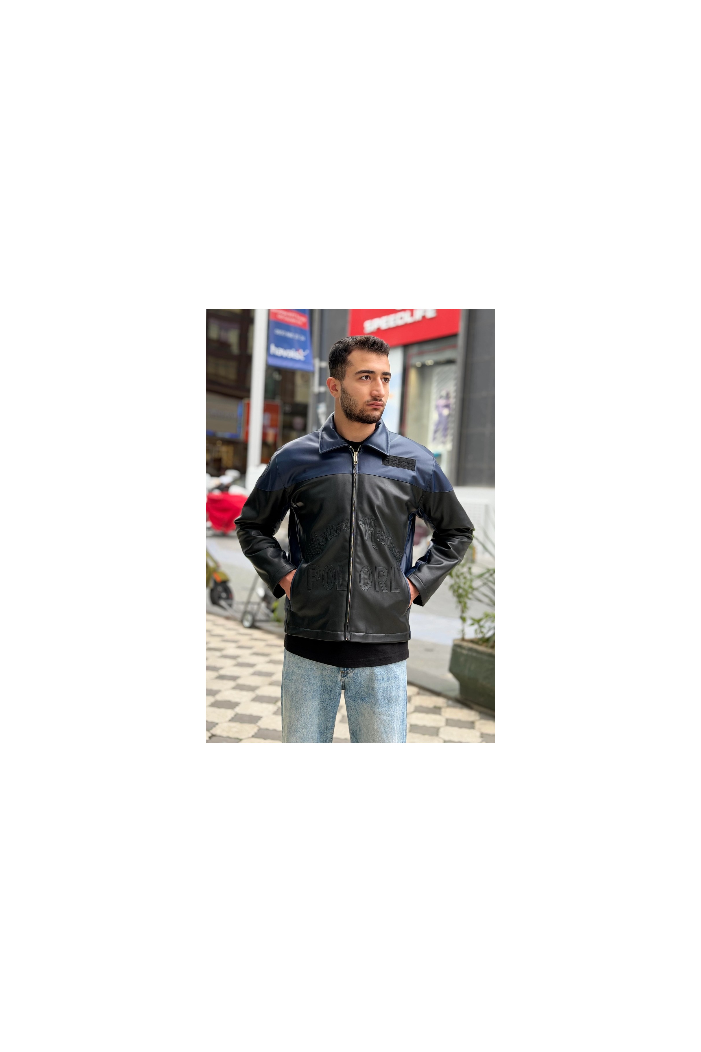 Rocqerx X-2024 Nakış Detaylı Içi Kapitoneli Deri Mont
