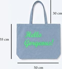 Hello Gorgeous Yazılı Büyük Boy Kanvas Bez Çanta - Plaj, Alışveriş ve Günlük Omuz Çantas� görsel 3