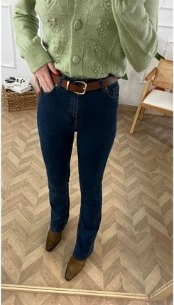 Ramrod Kadın Yüksek Bel Ispanyol Paça Gri Kot Pantolon Pamuk - Elastan Toparlayıcı Model görsel 3