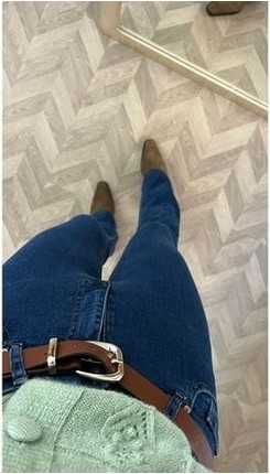 Ramrod Kadın Yüksek Bel Ispanyol Paça Gri Kot Pantolon Pamuk - Elastan Toparlayıcı Model görsel 5