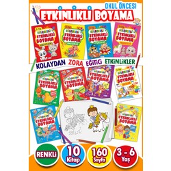 Eğlenceli Etkinlikli 10 Kitaplı Eğitici Boyama Seti 160 Sayfa