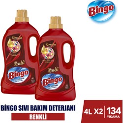 Bingo Renkli Sıvı Bakım Çamaşır Deterjanı 4 lt 2'li